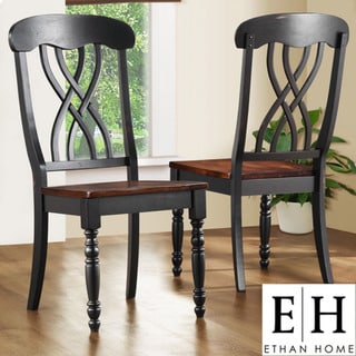 ETHAN HOME Mackenzie Country Black Dining Chair (Set of 2)