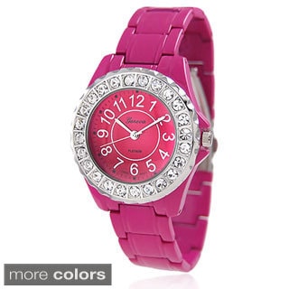 Geneva Platinum Women's CZ Accent Link-Style Watch