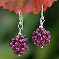 Stainless Steel 'Berries' Garnet Cluster Earrings (Thailand)