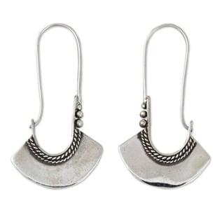 Sterling Silver 'Hollow Bell' Hoop Earrings (Thailand)