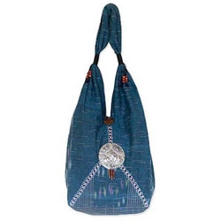 Cotton 'Elephant Blues' Shoulder Bag (Thailand)-Image