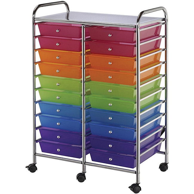 Blue Hills Studio Multicolor 20-drawer Double-wide Storage Cart