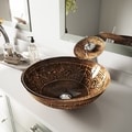 Vigo Copper Mosaic 19-mm thick Glass Vessel Sink
