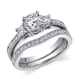 18k Gold 1 2/5ct TDW EGL-certified Diamond Bridal Set (H-I, SI1-SI3) (Size 6.5)