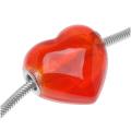 Murano-style Glass and Silver Foil 25-mm Heart Lampwork Bead (Pack of 2)
