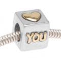 Beadaholique 22k Goldplated Silvertone 'Heart You' Cube Bead (Pack of 2)