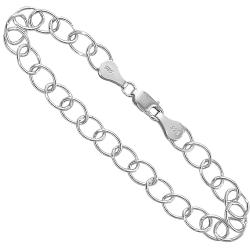 Sterling Silver 7.25-inch Oval-link Charm Bracelets (Pack of 2)