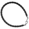 Beadaholique Faux Black Leather 8.5-inch Braided Bracelets (5 mm) (Pack of 2)