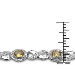 Sterling Silver Oval-cut Citrine Double Heart Link Bracelet