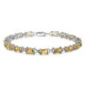 Sterling Silver Octagon-cut Citrine Link Bracelet
