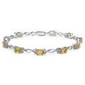 Sterling Silver Oval-cut Citrine Link Bracelet