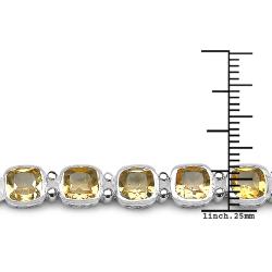 Sterling Silver Cushion-cut Citrine Link Bracelet