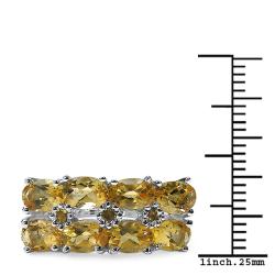 Sterling Silver Oval-cut Citrine 2-row Ring