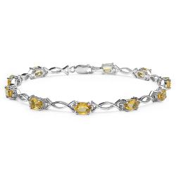 Sterling Silver Oval-cut Citrine Link Bracelet