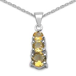 Sterling Silver Round-cut Citrine Journey Necklace