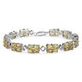 Sterling Silver Oval-cut Citrine Diamond-shaped Link Bracelet