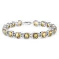 Sterling Silver Cushion-cut Citrine Link Bracelet
