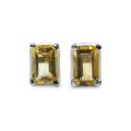 Sterling Silver Octagon-cut Citrine Stud Earrings
