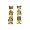 Sterling Silver Oval-cut Citrine Column Earrings