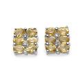 Sterling Silver Oval-cut Citrine and Diamond Accent Cluster Earrings