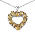 Sterling Silver Oval-cut Citrine Open Heart Necklace