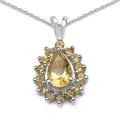 Sterling Silver Pear and Round Citrine Necklace