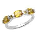Malaika Sterling Silver Oval and Round Citrine Ring