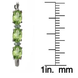 10k White Gold Green Amethyst and Diamond Hoop Earrings