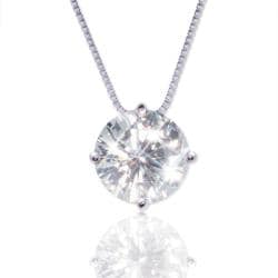 14k White Gold Round-cut Moissanite Solitaire Necklace