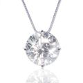 14k White Gold Round-cut Moissanite Solitaire Necklace