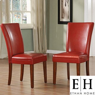 ETHAN HOME Charlotte Faux Leather Dining Chairs Red (Set of 2)