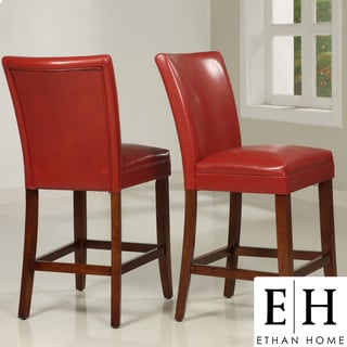 ETHAN HOME Charlotte Faux Leather Counter-height Chairs (Set of Two)