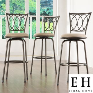 ETHAN HOME Avalon Scroll-Back Adjustable Swivel Bar Stools (Set of 3)