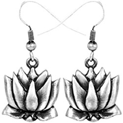 Pewter Lotus Flower Earrings-Image