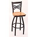 Cambridge Black 30-inch Counter Swivel Stool with Medium Maple Seat