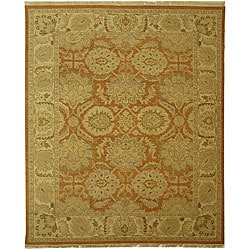 Low Price Indo Sumak Flatweave Ancestry Rust/ Beige Wool Rug (9' x 12')