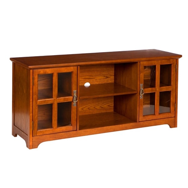 Upton Home Highland Mission Oak Media Stand - 12308814 - Overstock.com 
