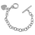 Fremada 14k White Gold Rolo Chain Heart Charm Bracelet