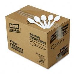 Dixie White Plastic Medium-Weight Teaspoons (Case of 1,000)