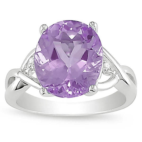 Miadora Sterling Silver Purple Amethyst and Diamond Accent Ring