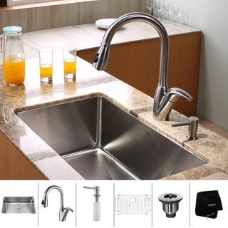 Kraus Stainless Steel Undermount Kitchen Sink, Faucet and Dispenser