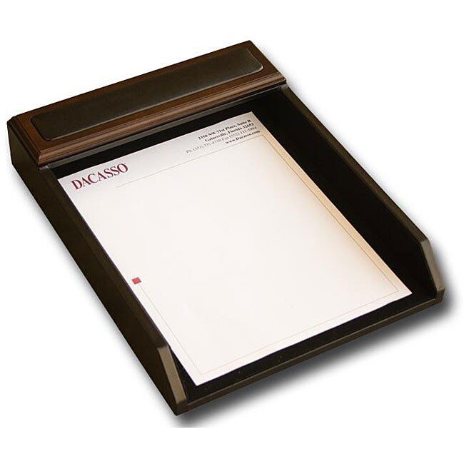 Dacasso 8000 Series Wood and Leather Front-Load Letter Tray
