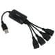 INSTEN Octopus Black Four-port, Plug-and-Play USB 2.0 Hub with Extension