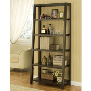 ( ._.) Furniture of America Coffee Bean 5-tier Step Bookcase