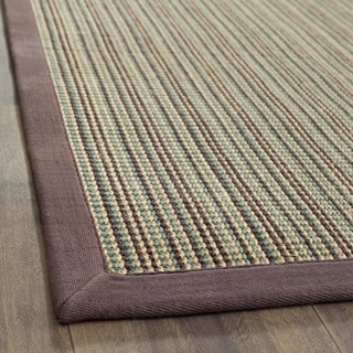 Hand-woven Stripes Multicolor/ Purple Fine Sisal Runner (2'6 x 8')