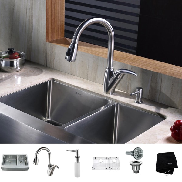 Kraus Kitchen Combo Kitchen Steel Farmhouse Sink With Faucet 12354520 Shopping 5206