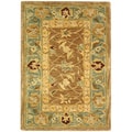 Handmade Legacy Brown/ Blue Wool Rug (2' x 3')
