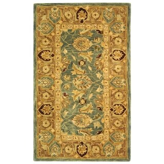 Handmade Legacy Blue/ Brown Wool Rug (3' x 5')