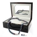 Black FW Pearl 18-inch Strand and Earring Set with Gift Box (7-8 mm)