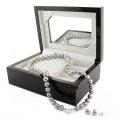 Grey FW Pearl 18-inch Strand and Earring Set with White Leatherette Box (8-9 mm)